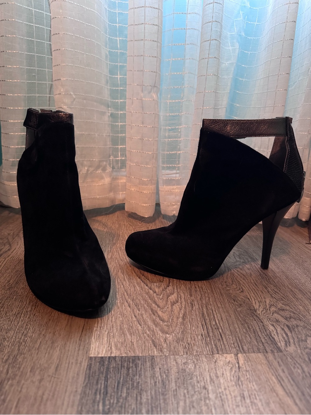 Black Suede Women's Ankle Booties - Elegant High Heel